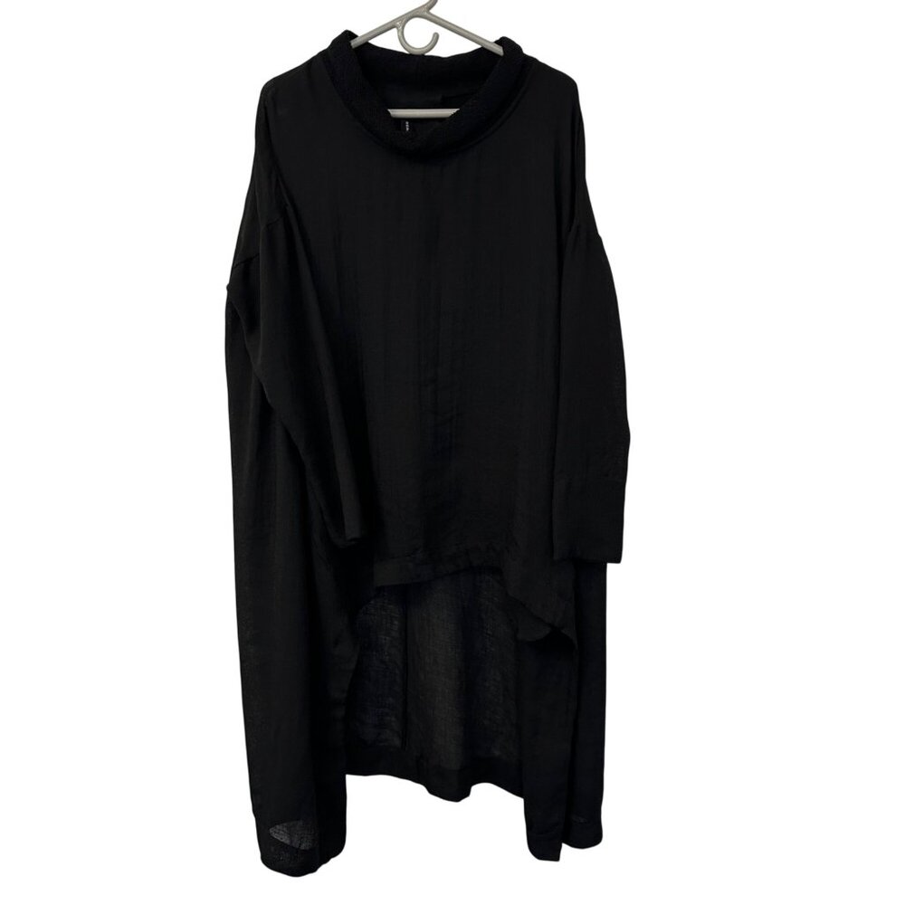 Gershon Bram Lagenlook Tunic Top Size S Black Oversized Hi-Low Art To Wear